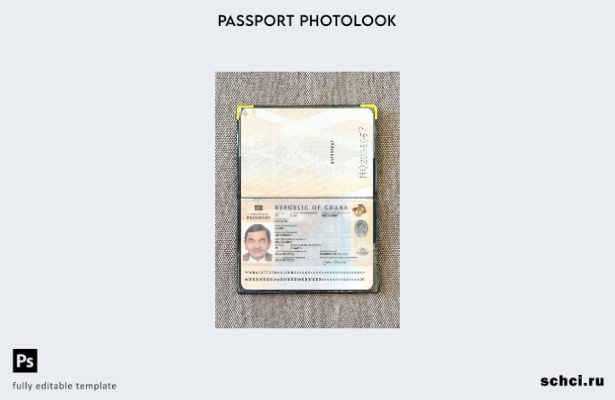 цифровая загрузка шаблона фотоизображения паспорта Ганы